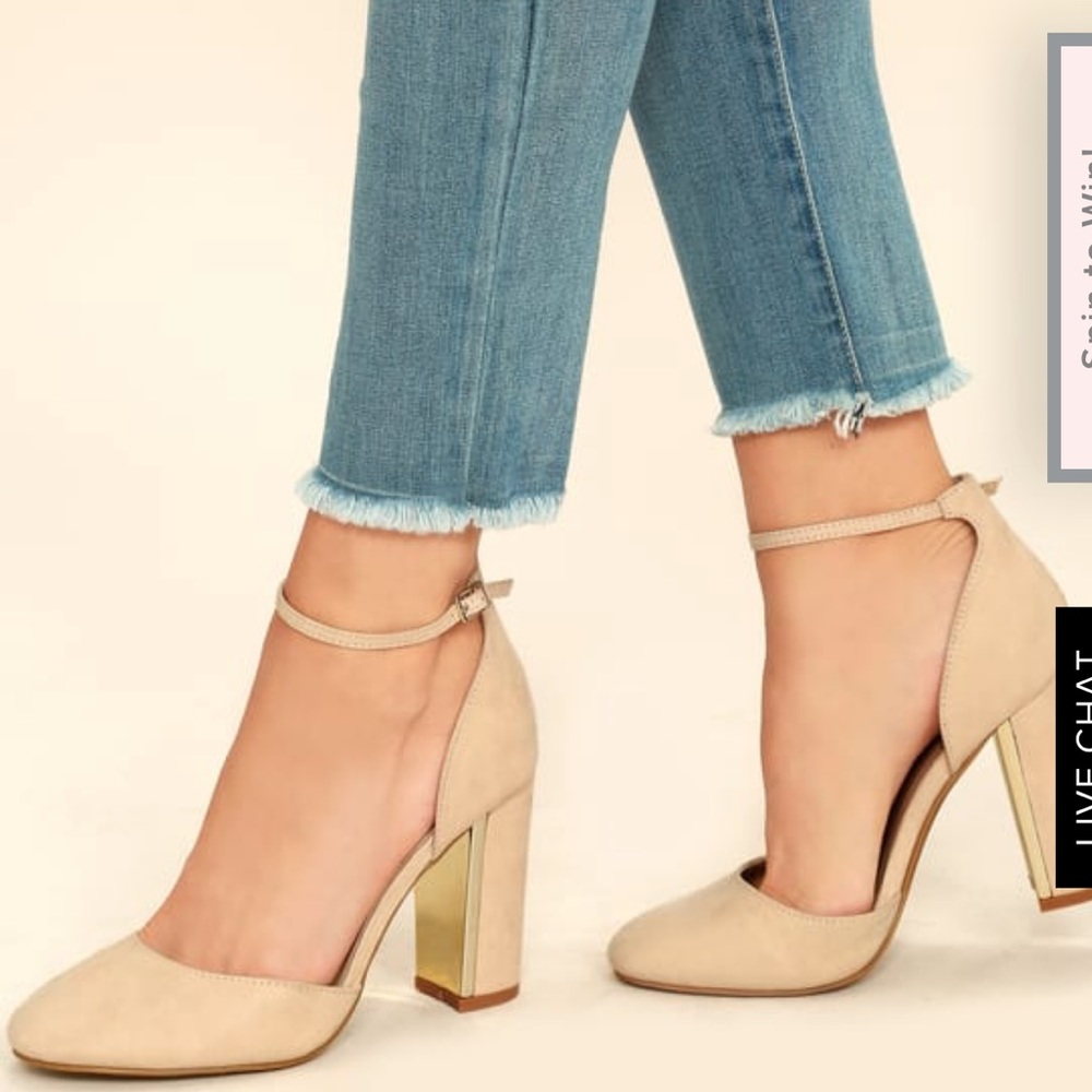 Nude suede lulus heels